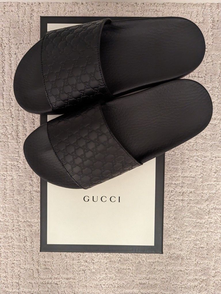 New GUCCI Women Microguccissima Slides - Size 37/6.5