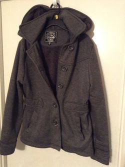 Fuzzy Sweatshirt material jacket w/hood