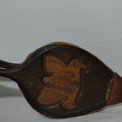 60's HAND MADE WOODEN - LEATHER AND BRASS EAGLE FIREPLACE BLOWER  22"×14"