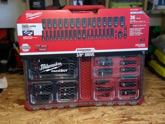 Milwaukee SHOCKWAVE Impact-Duty 3/8 in. Drive Metric and SAE Deep Well Impact PACKOUT Socket Set (36-Piece)