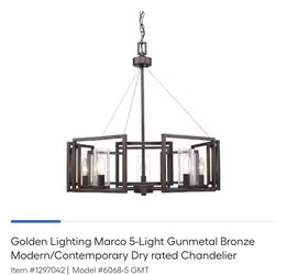 Marco 5 Light Gunmetal Bronze Modern Chandelier