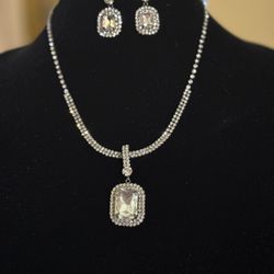 Faux Diamond Necklace & Earrings