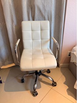 White Faux Leather Quilted Office Chair