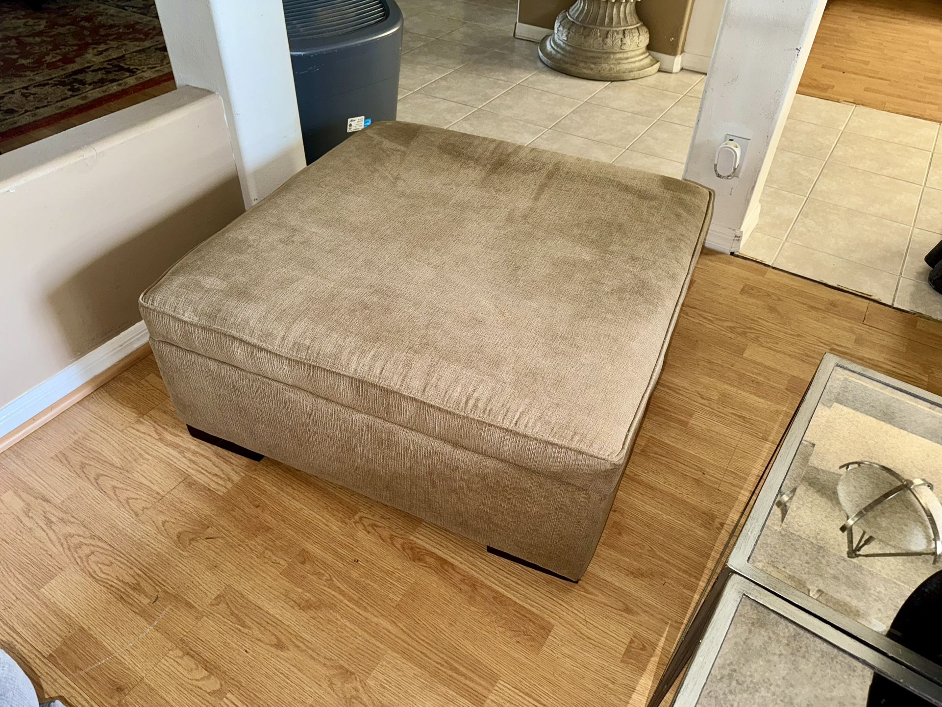 Large Carmel Tan Storage Ottoman