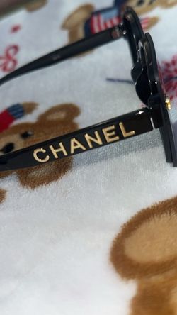 Chanel Black Sunglasses with Gold Lettering
