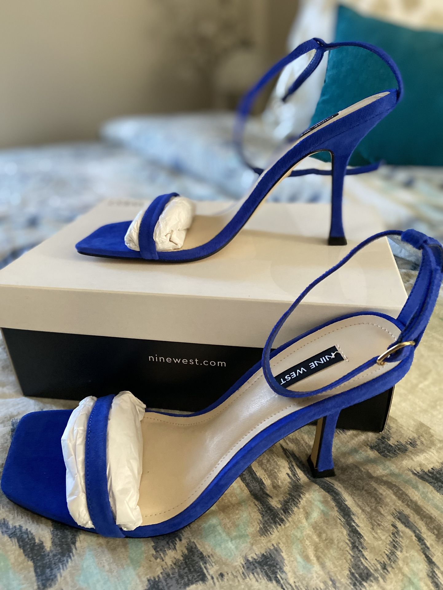 Beautiful Blue Suede Ankle Strap Sandal