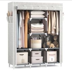 Gray Fabric Wardrobe Closet Organizar 42.2” X 63 “