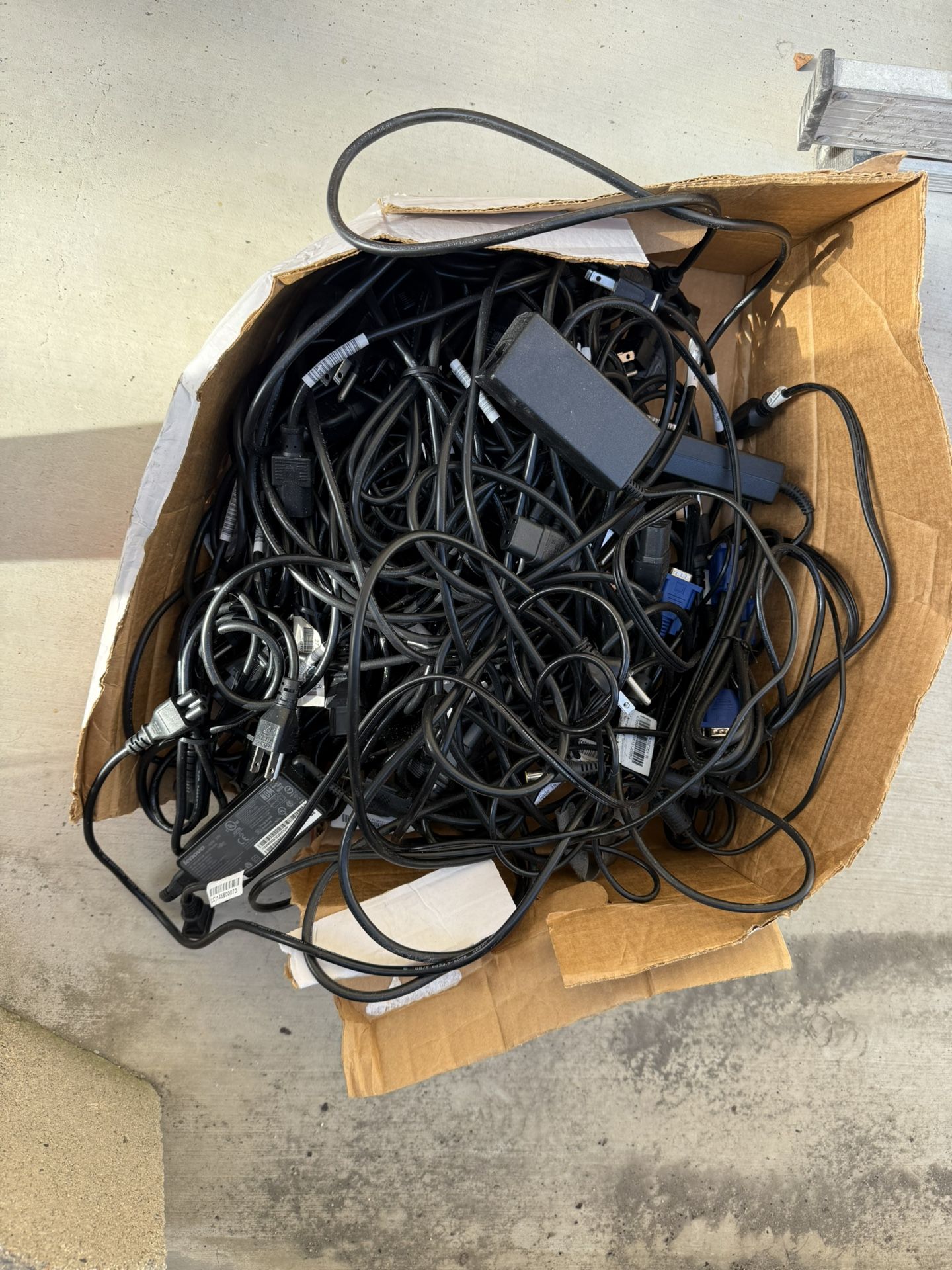 Box Of Computer Cables Mixed