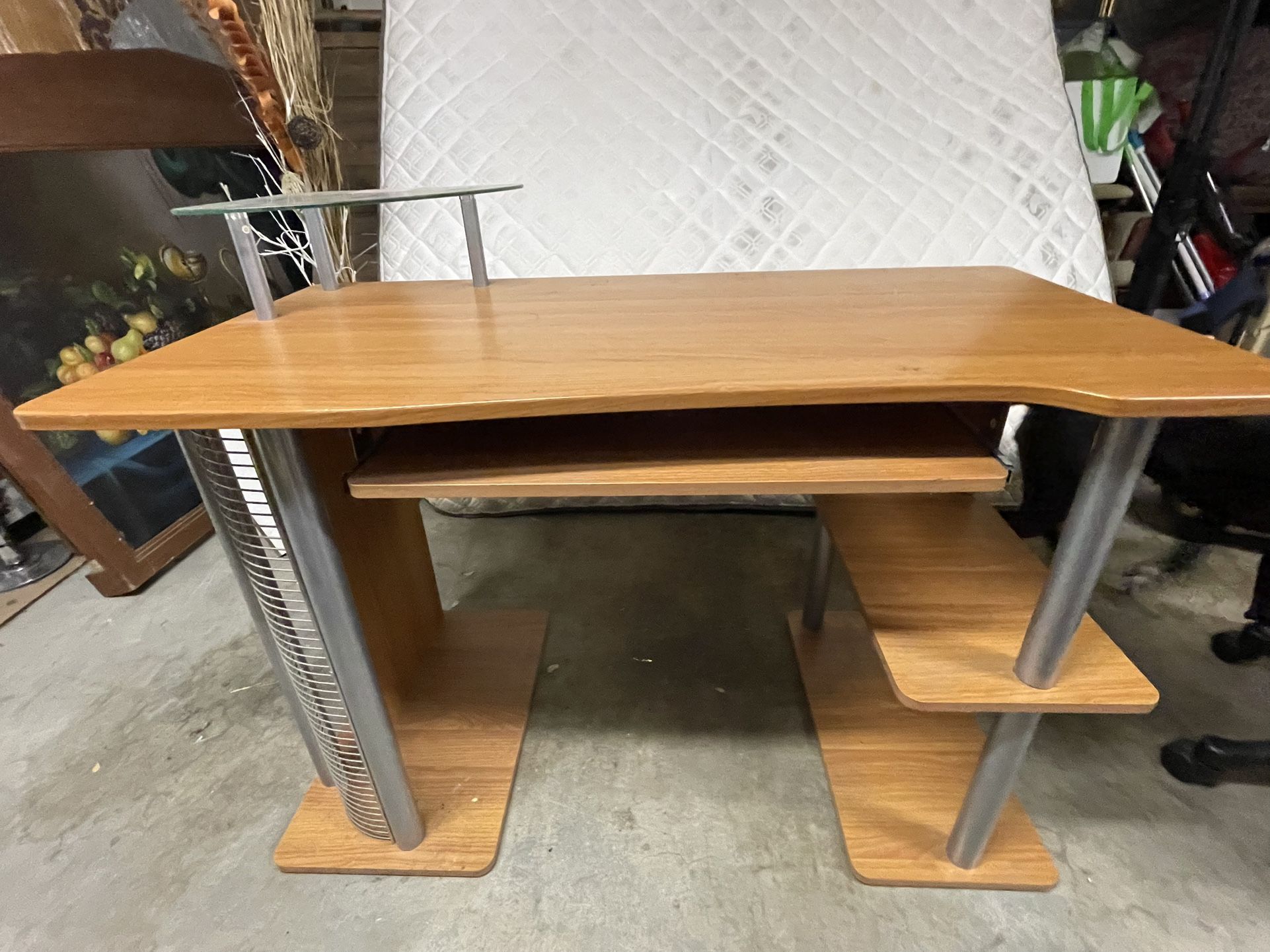 Wood Desk With Shelves And Pull Out