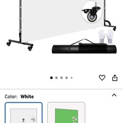 7x10ft White Photo Backdrop with Stand,Movable Photography Backdrop Stand Kit with Wheels and White Screen Backdrop Background for Photo Shooting,Vide