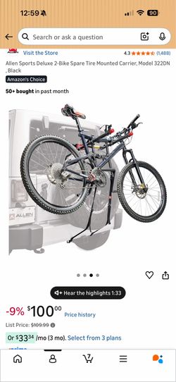 2-Bike Spare Tire Mounted Carrier