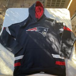 Hooded Pullover Sweatshirt New England Patriots Hoodie - Blue - Men's Large