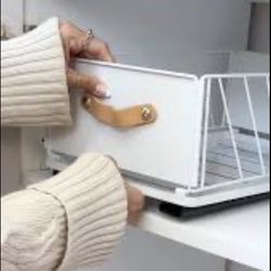 White Pull-Out Cabinet Organizer Drawer Basket