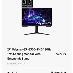 Samsung Odyssey G3 180hz 27’inch Gaming Monitor
