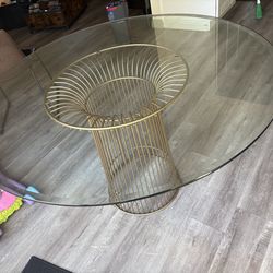 Round glass dining table