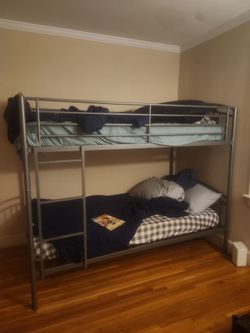 Silver Metal Twin Bunk Bed Frame