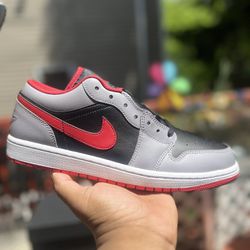Nike Air Jordan 1 Low “Cement Fire Red” 553558-060 Size 10