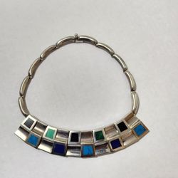 TAXCO 925 STERLING SILVER MULTI GEMSTONE NECKLACE
