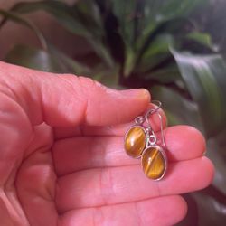 925 Vantage Silver Earrings With Genuine Tiger 🐅 Eyes 👀 