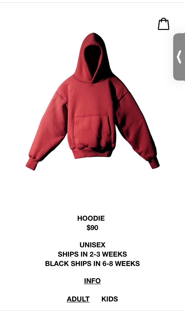 Yeezy Gap Hoodie Red Adult Size Medium