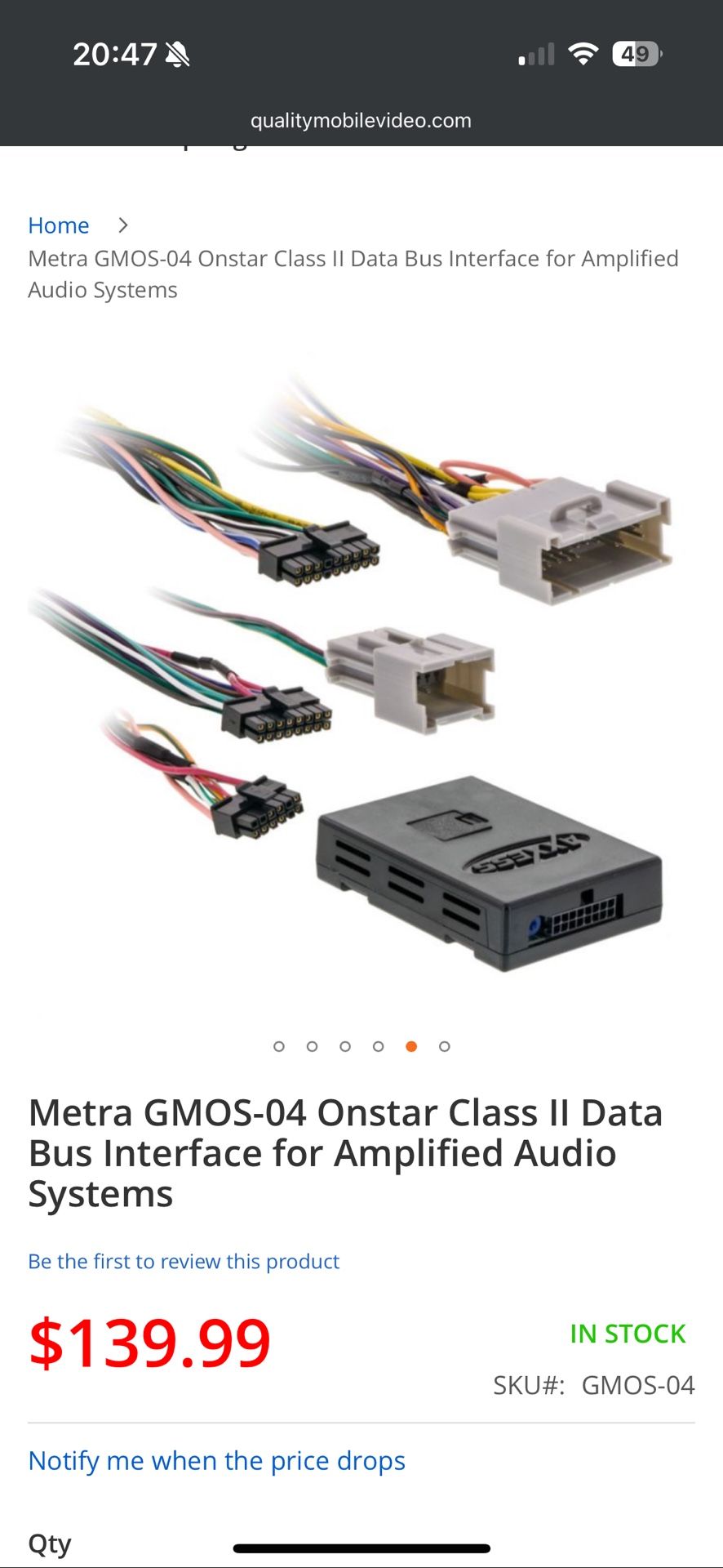 Metra GMOS-04 Radio Wiring Harness With Steering Wheel Controls