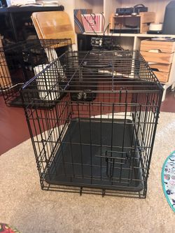 Small Cat or Dog Crate 24 Inch, Metal Wire Foldable Cage Kennel