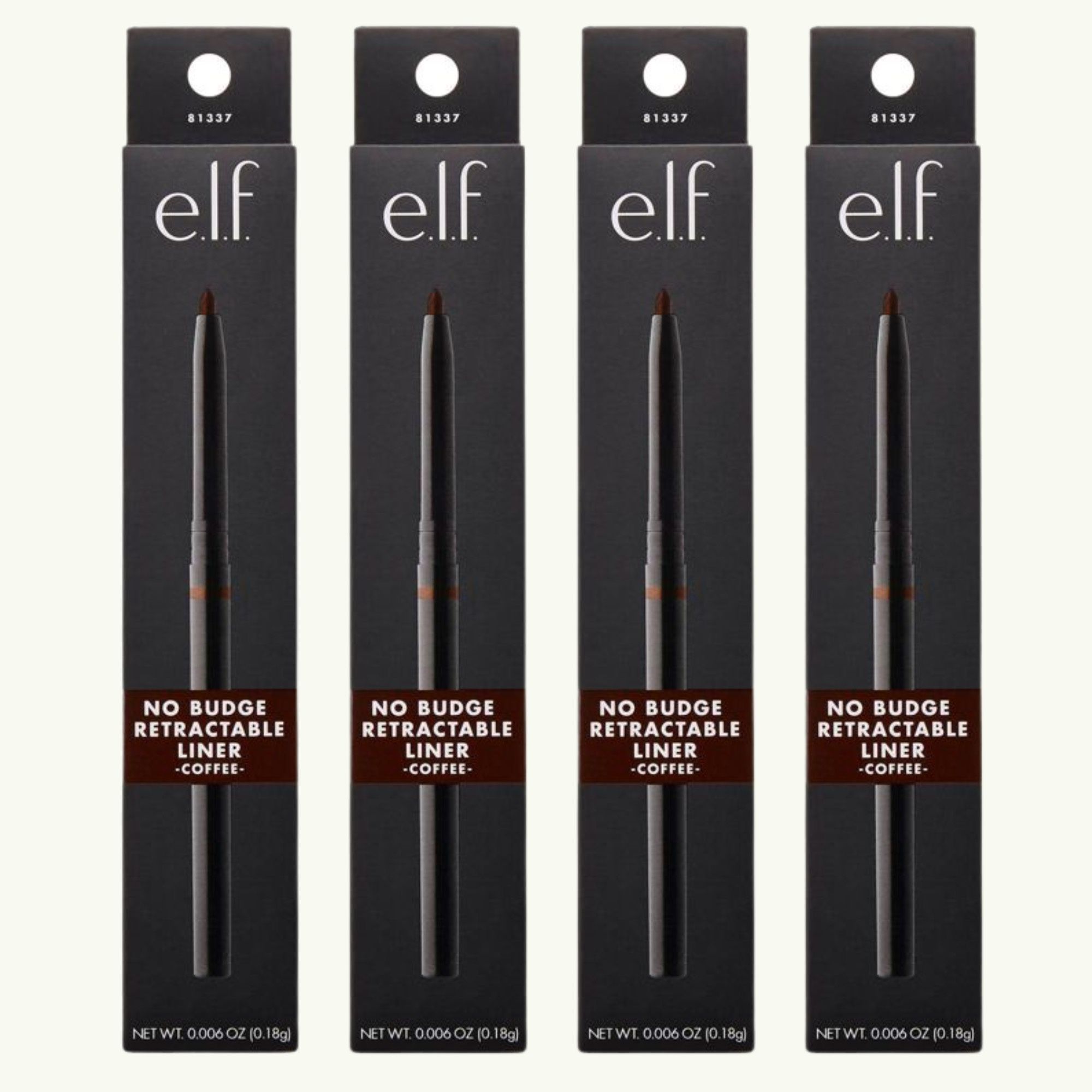 4 Pieces Of e.l.f. No Budge Retractable Eyeliner - 0.008 oz. - Brown