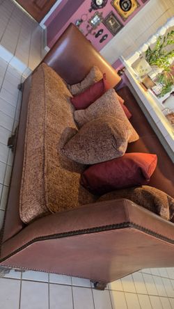 Two Oversized Genuine Leather Desighner Counches