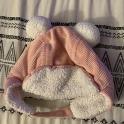 Infant Pink Corduroy Fur Cap 0-12M