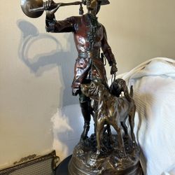 antique Bronze Boy With Dogs French