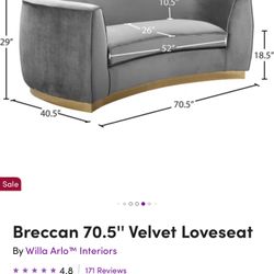 Gray and Gold curved sofa