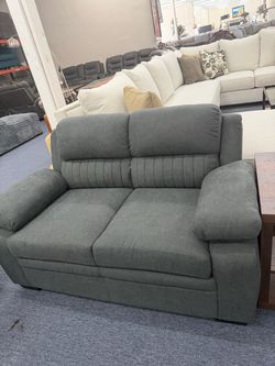 Gray Fabric Loveseat with Channel Tufting