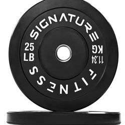 Olympic Bumper Plates Set, 2" Weight Plates for Strength Training & Weightlifting, 25 lbs Set 