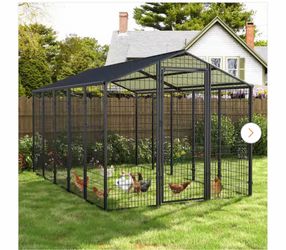 10.5 ft. x 6.2 ft. Large Metal Chicken Coop with Run for 15-Chickens, Galvanized Metal Roof Universal Poultry 🖊️