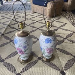 Vintage Porcelain Floral Table Lamps