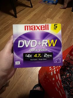 Maxell DVD-RW 4.7GB 4X 2 HRS ReWritable Data Video Blank Discs 5 Pack Sealed