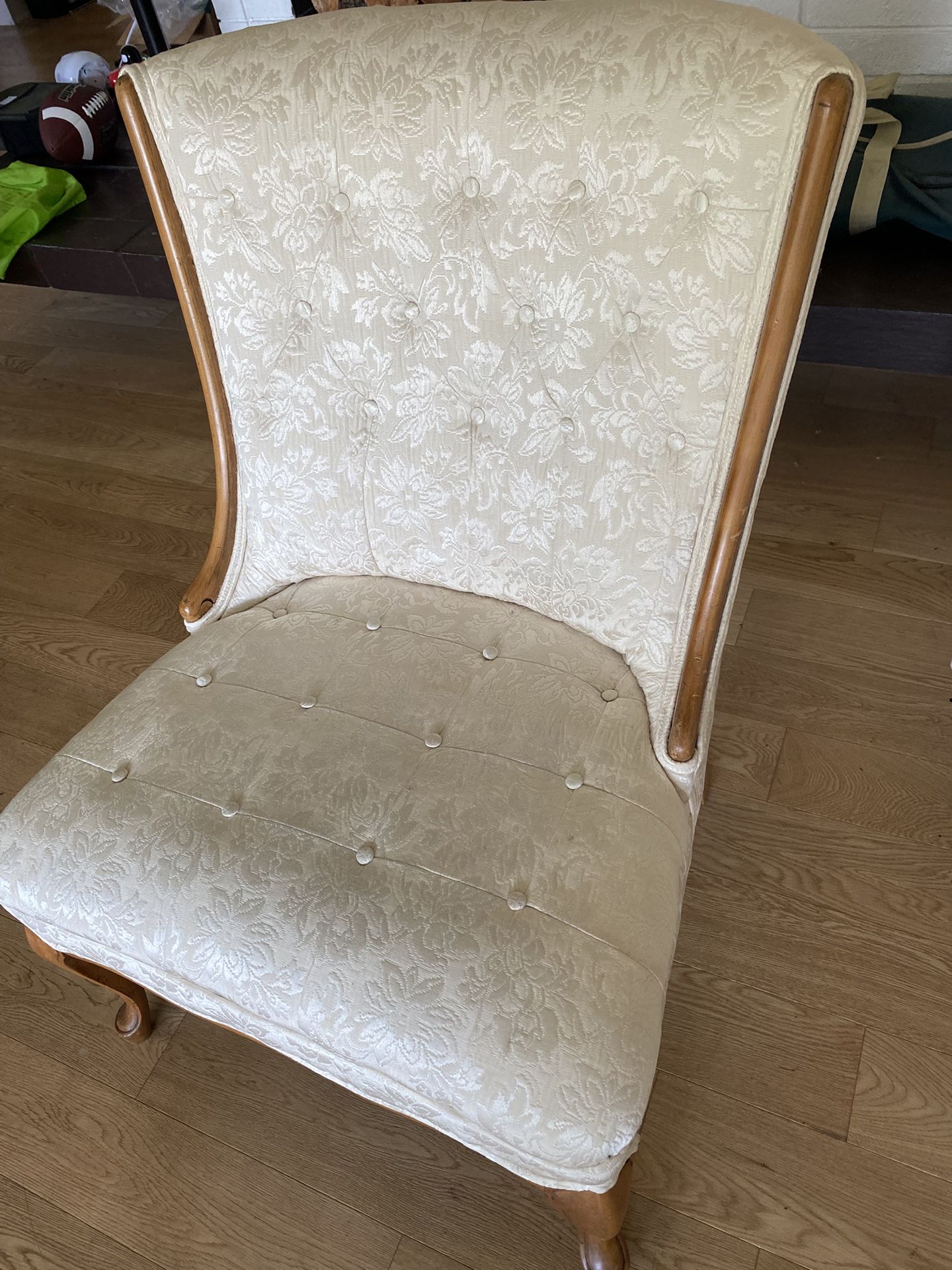 Accent Chair Vintage White Wood Frame