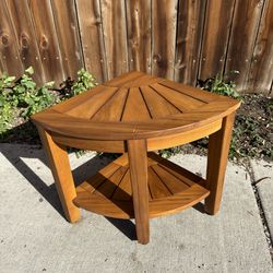 Corner end table solid wood.