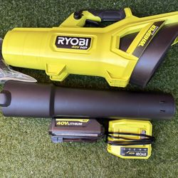 Ryobi 40V HP Brushless Whisper Series Leaf Blower with Battery and Charger / Sopladora Ryobi