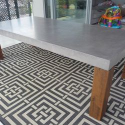 Concrete Top Farmhouse Dining Tables. 