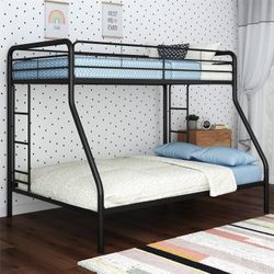 *Brand New* DHP Dusty Metal Bunk Bed with Secured Ladders, Twin/Full, Black