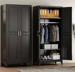 Black Metal Armoire - Already Put Together!