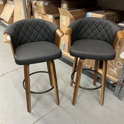 Leslie Swivel Tufted Barstool Leather 
