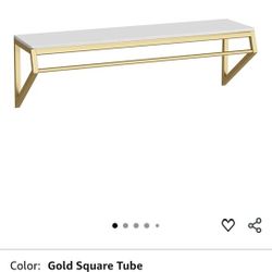 47" Gold and White Wall Shelf Display Shelf Heavy Duty for Retail or Home