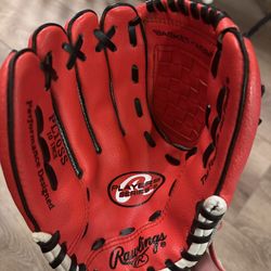 Rawlings Kids Baseball Glove  - 10 Inch (Grey/Red)