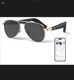 GetD Aviator Smart Glasses for Men Women, AI Translation with ChatGPT for 145 Languages, Bluetooth Polarized Pilot Sunglasses, Hands-Free Calls & 11H 