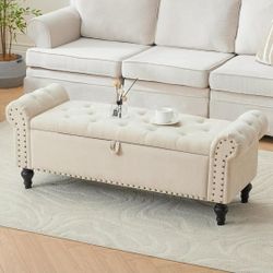 Modern Ottoman Storage Bench, New