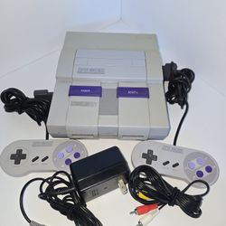 Original Super Nintendo SNES Console Bundle – 2 Controllers + Cables – Tested & Working!