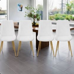 WHITE AND GOLD DINING CHAIRS SET OF 4 PCS 👉 79.00 X SET OF 4 CHAIRS 👈💥 BRAND NEW NEVER USE 💥
