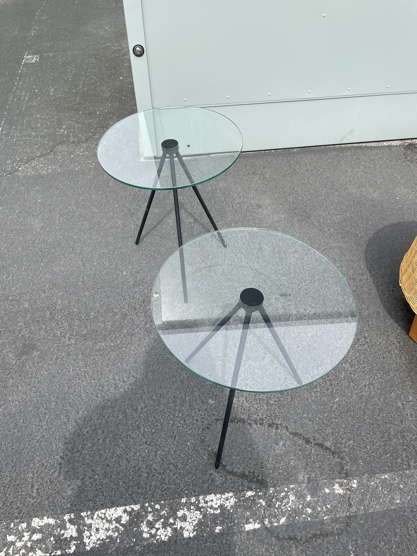 Round Glass End Tables (2)